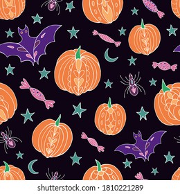 Halloween seamless pattern vector. Decoration print for wrapping, wallpaper, fabric.