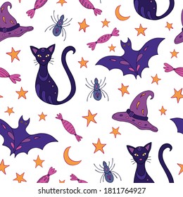 Halloween seamless pattern vector. Decoration print for wrapping, wallpaper, fabric.