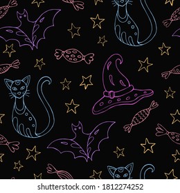 Halloween seamless pattern vector. Decoration print for wrapping, wallpaper, fabric.