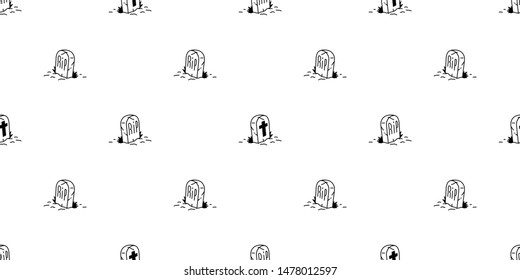 Halloween seamless pattern vector graveyard ghost spooky rip scarf isolated repeat wallpaper tile background devil evil cartoon illustration doodle gift wrap paper design