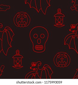 Halloween seamless pattern vector icons illustration sketch