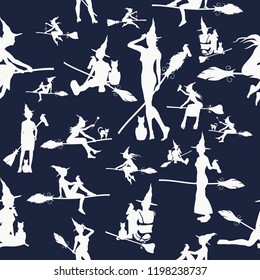 Halloween Seamless pattern. Vector illustration. Witchcraft relative theme