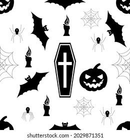 halloween, seamless pattern, vector illustration