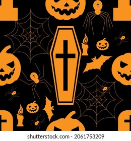 halloween, seamless pattern, vector illustration