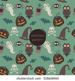 Patrón sin fisuras de Halloween. Ilustración vectorial.