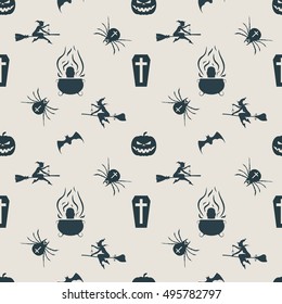 Halloween Seamless pattern. Vector illustration. Witchcraft relative theme