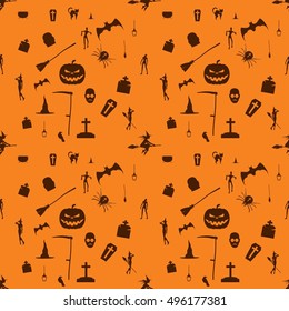 Halloween Seamless pattern. Vector illustration. Witchcraft relative theme