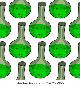 Halloween seamless pattern with vials potion.