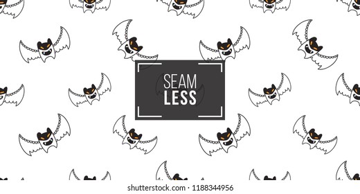 Halloween seamless pattern with white bat. Cute vector background for decoration halloween cadrs, package paper, flyer. 