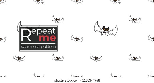 Halloween seamless pattern with white bat. Cute vector background for decoration halloween cadrs, package paper, flyer. 