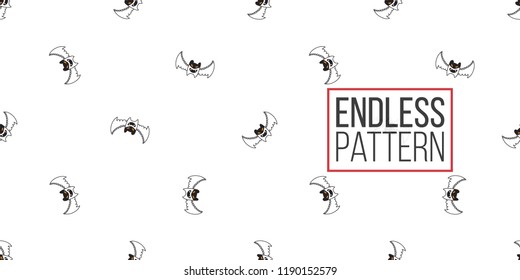 Halloween seamless pattern with white bat. Cute vector background for decoration halloween cadrs, package paper, flyer. 