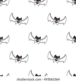 Halloween seamless pattern with white bat. Beautiful vector background for decoration halloween designs. Cute minimalistic art elements on white backdrop.