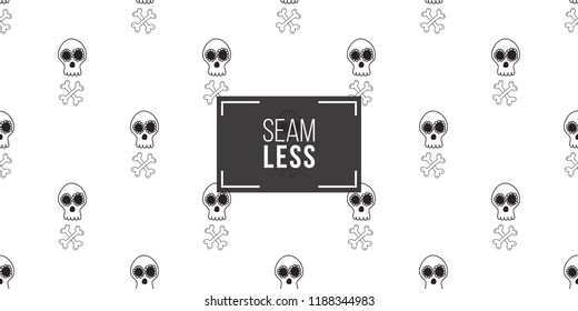 Halloween seamless pattern with white mexican skull with crossbones. Cute vector background for decoration halloween cadrs, package paper, flyer. 