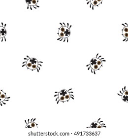 Halloween seamless pattern with white spider. Beautiful vector background for decoration halloween designs. Cute minimalistic art elements on white backdrop.