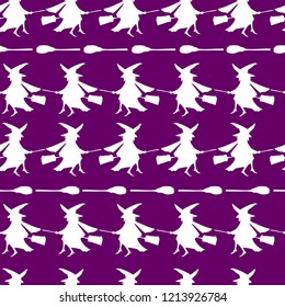 Halloween Seamless Pattern Witch Broom