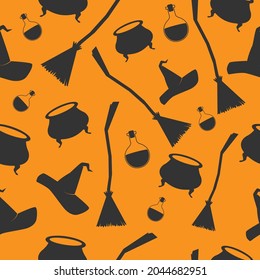 halloween seamless pattern. witch element background.