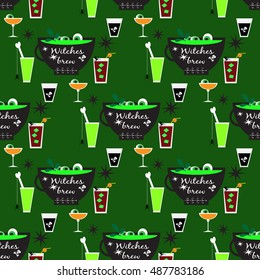 Halloween seamless pattern with witches brew