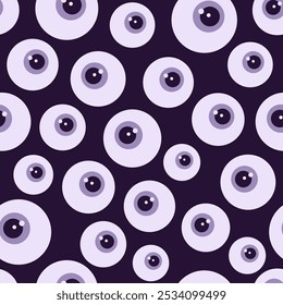 halloween seamless pattern with zombie eye, flat vector style