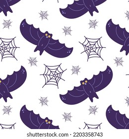 Halloween seamless pattern7. Cute bat and spider web. Suitable for wrapping paper and all kinds of prints.
