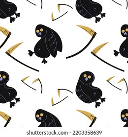 Halloween seamless pattern8. Cute funny owl and braids. Suitable for wrapping paper and all kinds of prints.