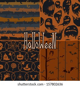 Halloween seamless patterns for backgrounds, postcards and scrapbooking.