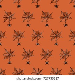Halloween Seamless patterns with cobweb and spiders. Vector background.
