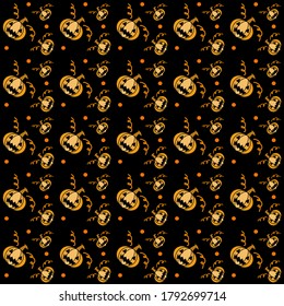 Halloween seamless patterns pumpkin black backgrounds fabric patterns