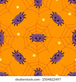 Halloween Seamless Patterns With Spider Webs And Spiders For Background, Digital Paper