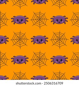 Halloween Seamless Patterns With Spider Webs And Spiders For Background, Digital Paper