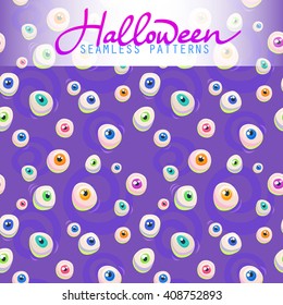 Halloween seamless patterns. Vector halloween background. Flat style. Endless background for your design, web page, texture, wallpaper