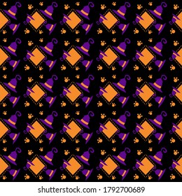 Halloween seamless patterns the witches hat black backgrounds