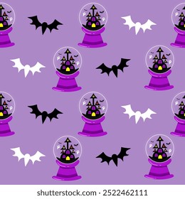 Halloween seamless pattern.Vector illustration of Halloween party.Holiday cartoon seamless pattern.