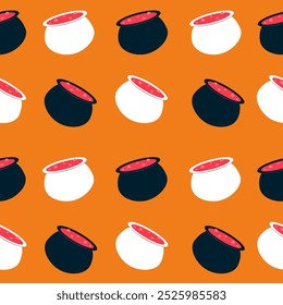 Ilustração padrão.Vetor sem costura de Halloween party.Holiday desenho animado sem costura padrão.