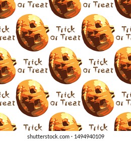 Halloween seamless. Pumpkin  Trick or Treat.
