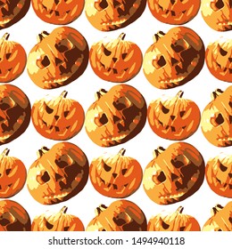 Halloween seamless. Pumpkin  Trick or Treat.