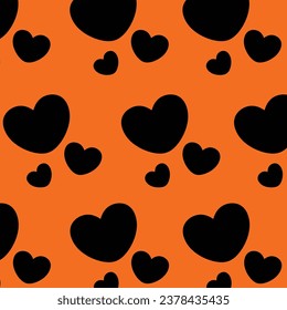 Halloween seamless repeat pattern with big hearts. Halloween Seamless Pattern. October Festival.