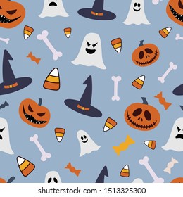 Halloween seamless repeat pattern for wrapping paper, decor, bedding, pillows.