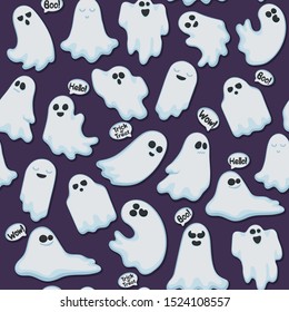 halloween seamless with spooky ghosts