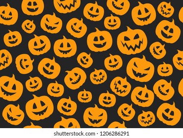 Halloween seamless texture with pumpkins. Vector.