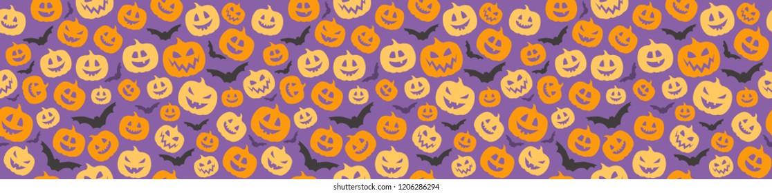 Halloween seamless texture with pumpkins. Vector.