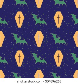 Halloween seamless with traditional symbols and hand-drawn doodle elements. Vector. 