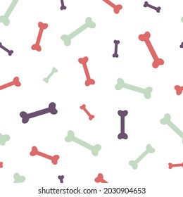 Halloween seamless vector pattern with bones. Cute colorful repeat texture. Fun autumn holiday background for package, wrapping paper, banner, print, card, gift, fabric, card, textile, wallpaper.