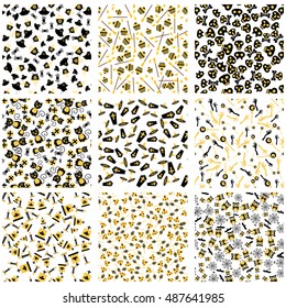 Halloween seamless vector patterns. Set isolated on white background