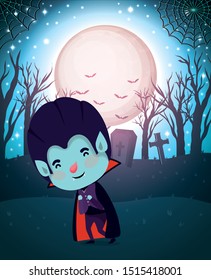 halloween season scene with boy costume dracula