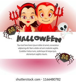 halloween season template cute devil couple