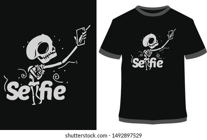 Halloween Selfie T-shirt  - vector design illustration, it can use for label, logo, sign, sticker or printing for the t-shirt.