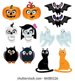 Set Cute Black Cat Wearing Costume Stock Vector (Royalty Free ...