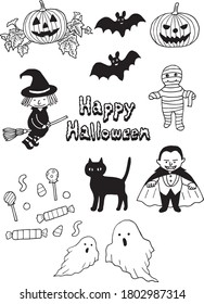 Halloween set, 7 different monsters and candies