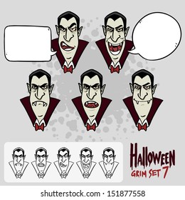 Halloween set 7. Dracula's face. Cartoon character