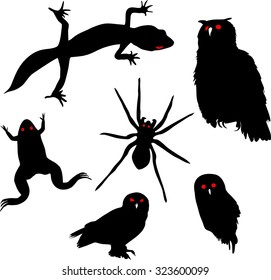 Halloween set of animal silhouettes